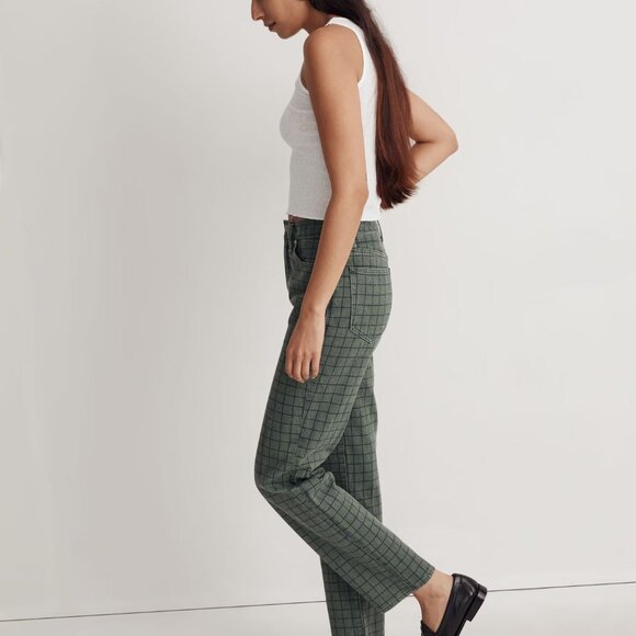 NWoT Madewell The Perfect Vintage Straight Jean Windowpane Plaideans Green - Picture 5 of 14